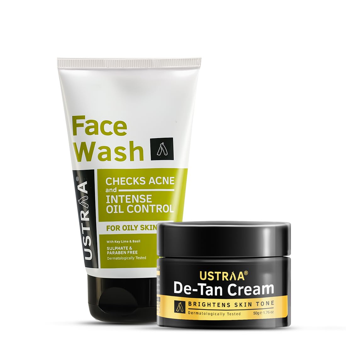 Ustraa Face Wash  Oily Skin  100G | With Basil & Key Lime  For AcneProne Skin | Checks Acne & Blackheads & DeTan Cream For 