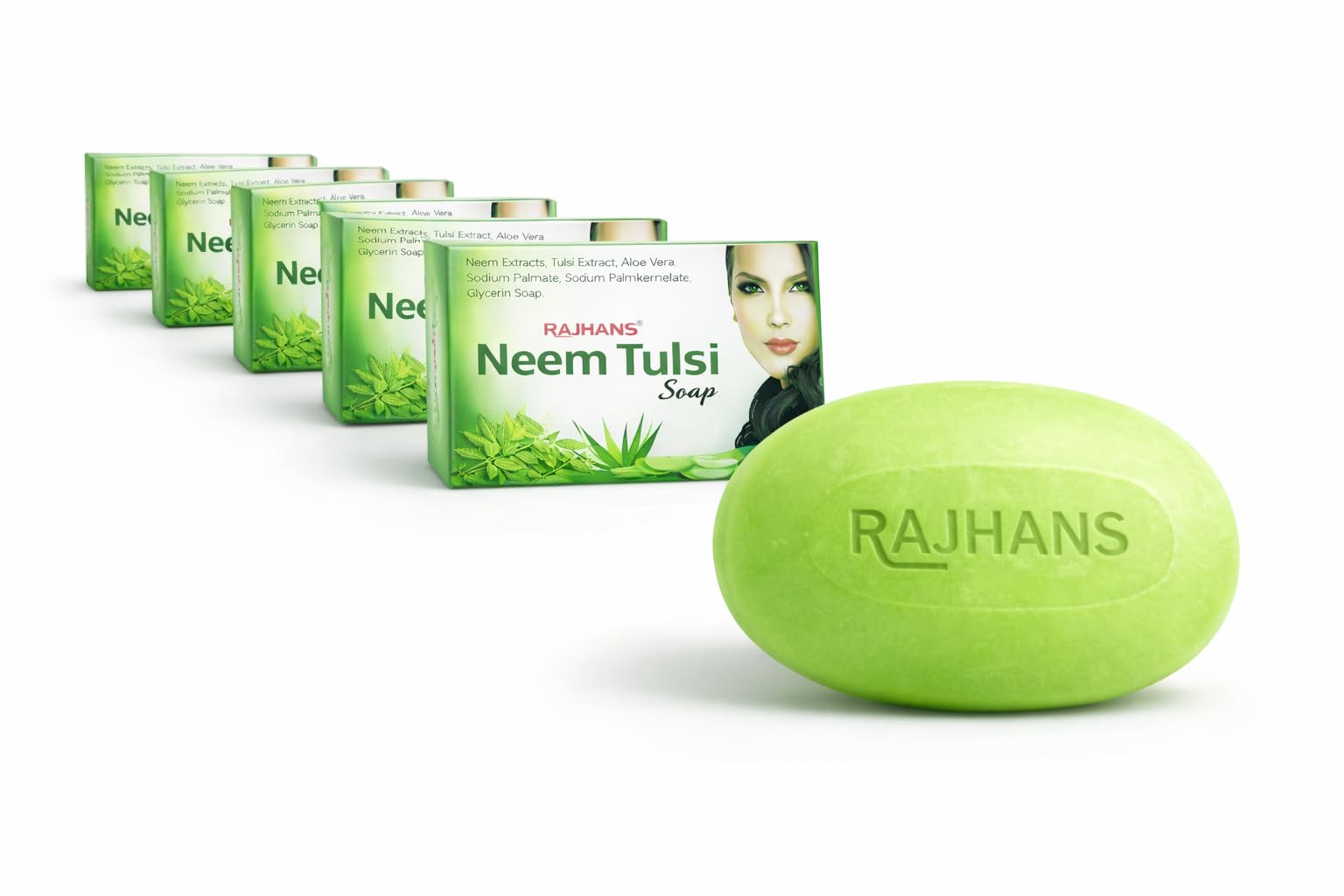 Rajhans Neem Tulsi Herbal Bathing Soap With Aloe Vera & Calendula | Anti Acne, Antibacterial & Natural Cleansing Soap Bar | For 