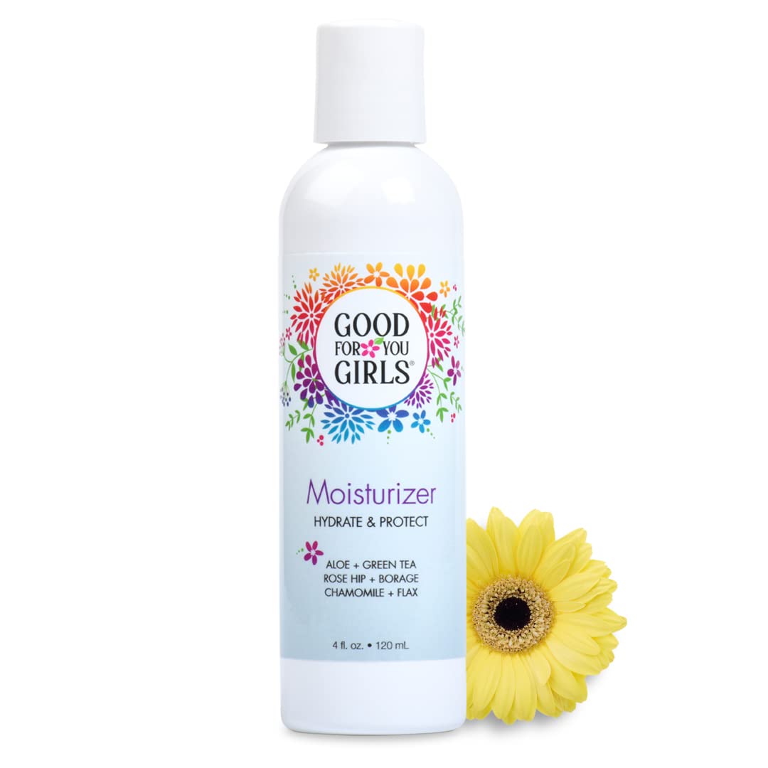 Good For You Girls Natural Facial Moisturizer, Calming and Non-Comedogenic with Aloe, Vitamin E, Arnica, Rose Hip, Borage, Green
