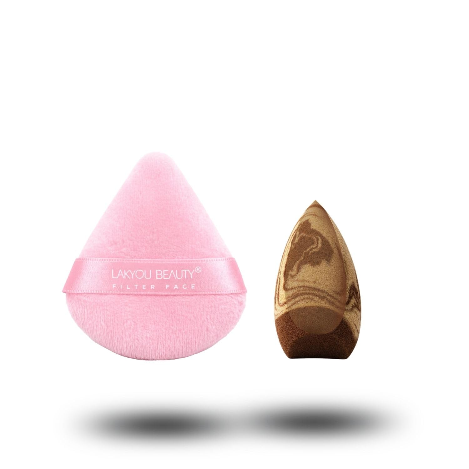 Lakyou Beauty Teardrop Powder Puff & Marble Air Blend Sponge Combo  Makeup Puff (Blush Pink) With Marble Blender (Mocha)