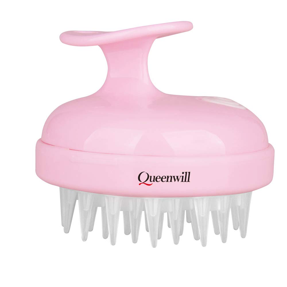 Queenwill Electric Cordless Hair Massager - Pink, 1 Count, Thermoplastic Elastomer, 2 Vibration Modes for Hair Growth & Relaxation