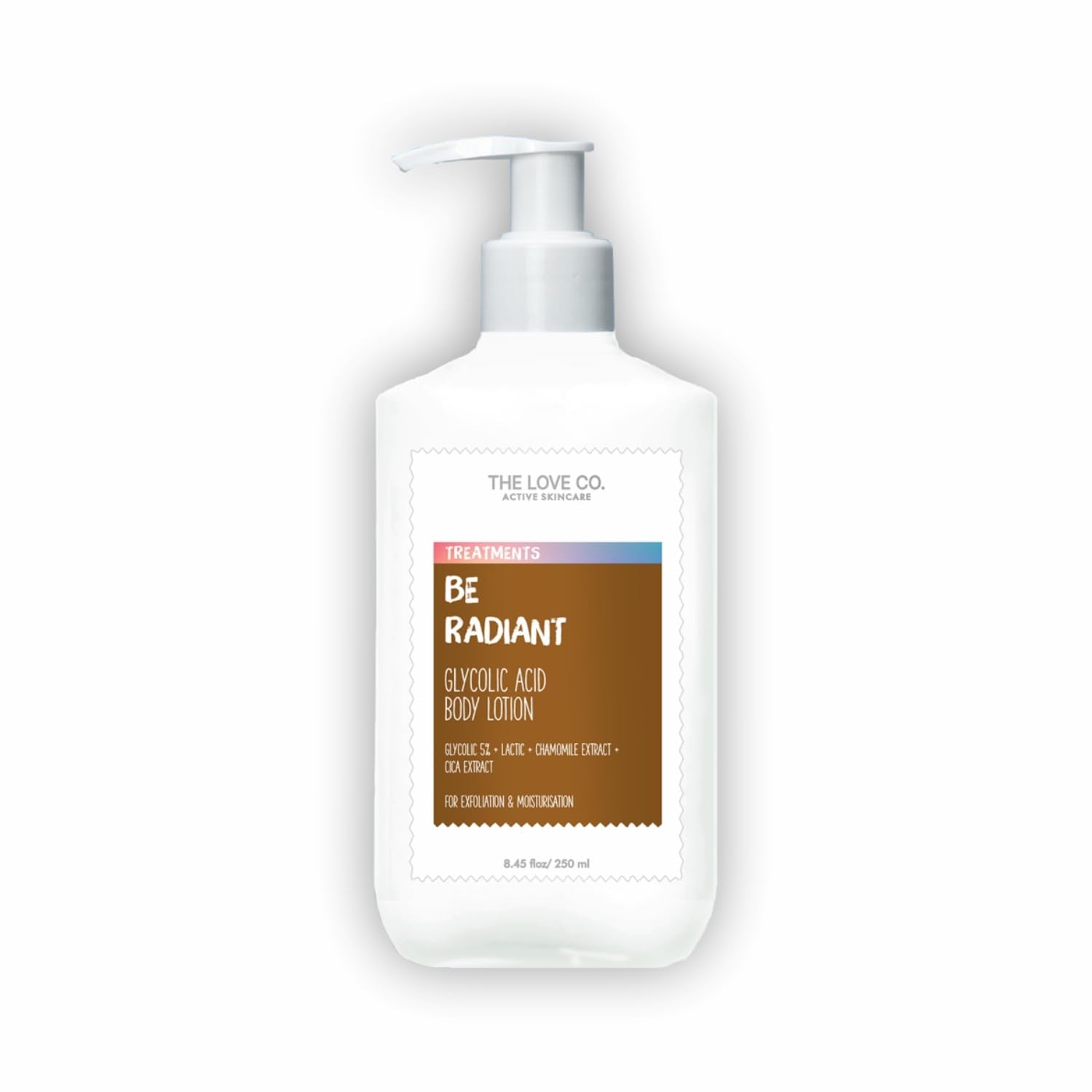 The Love Co. Be Radiant Glycolic Acid Body Lotion 250Ml - Nourishing Formula For Dry Skin - Women & Men - Enhanced With Jojoba O