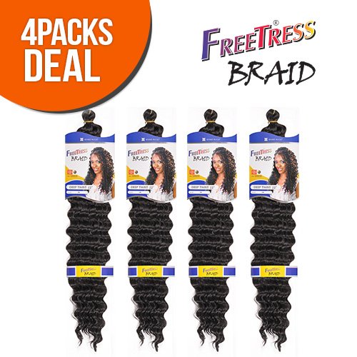 FreeTress Synthetic Hair Braids Deep Twist Bulk 22'' (4-Pack, TP4/27)