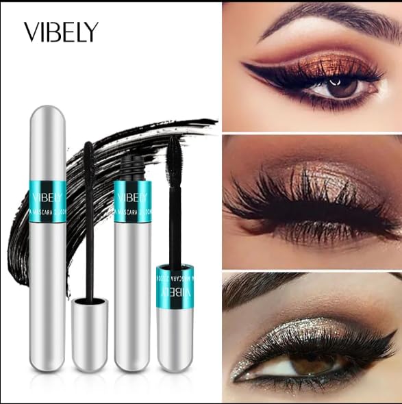 Ursula Vibely 2 In 1 Waterproof Mascara, Quick Dry, Thick & Curling, 1 Fl Oz, Black