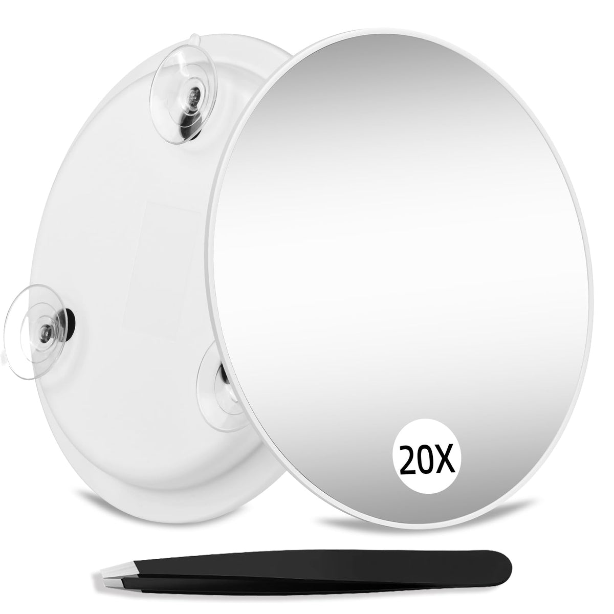 Suupvaor Magnifying Mirror 20X with Suction Cups, Large 6inch Travel 20X Magnified Mirror Round Makeup Mirror with High Magnific