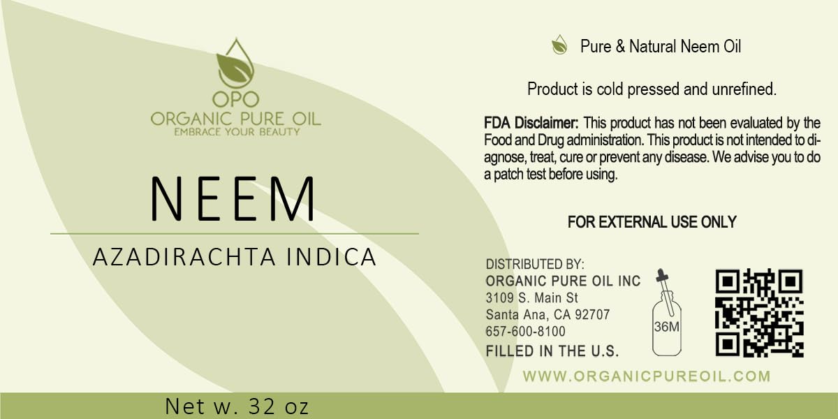 Neem Oil | 100% Pure, Unrefined, Cold Pressed, Non-GMO, Undiluted, Raw Bulk Vegan Carrier Oil - 32 oz | 1 Quart - for Skin, Hair