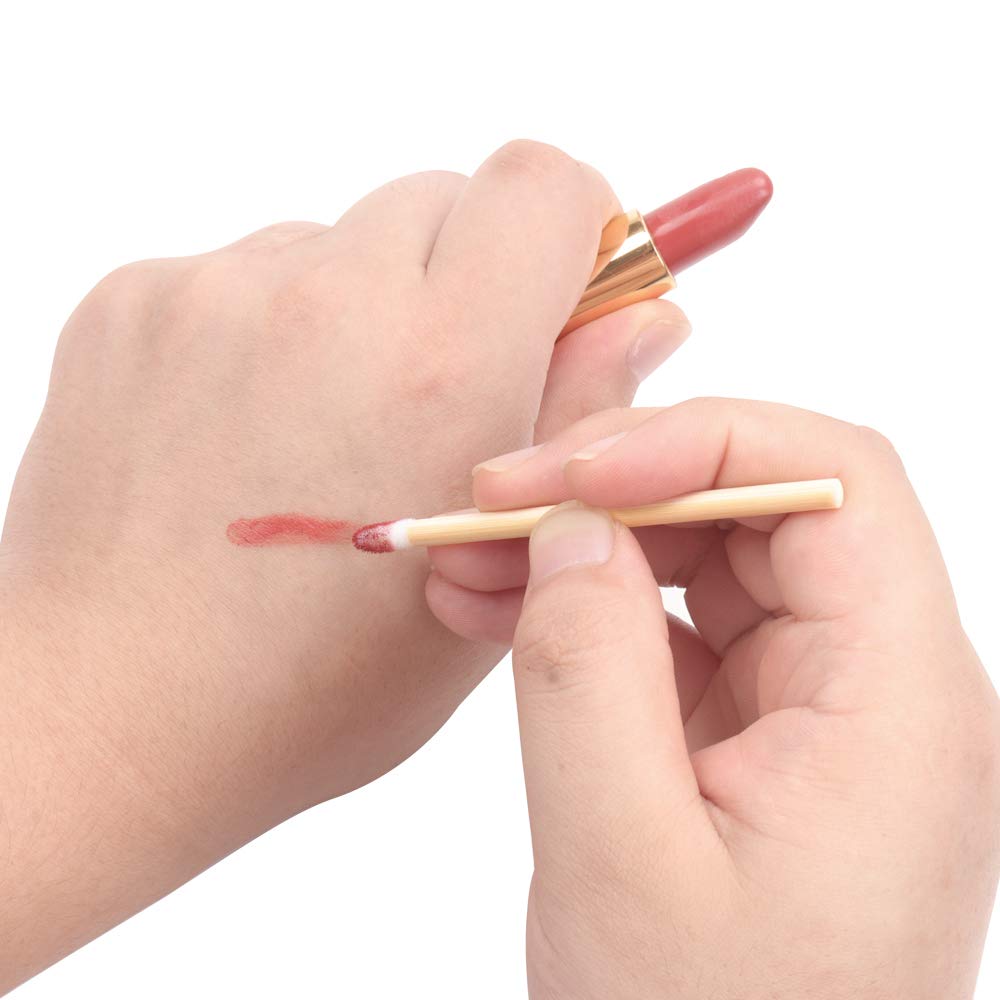 100Pcs Lip Gloss Wands Disposable Bamboo Handle Lip Brushes Lipstick Applicator Makeup Tool