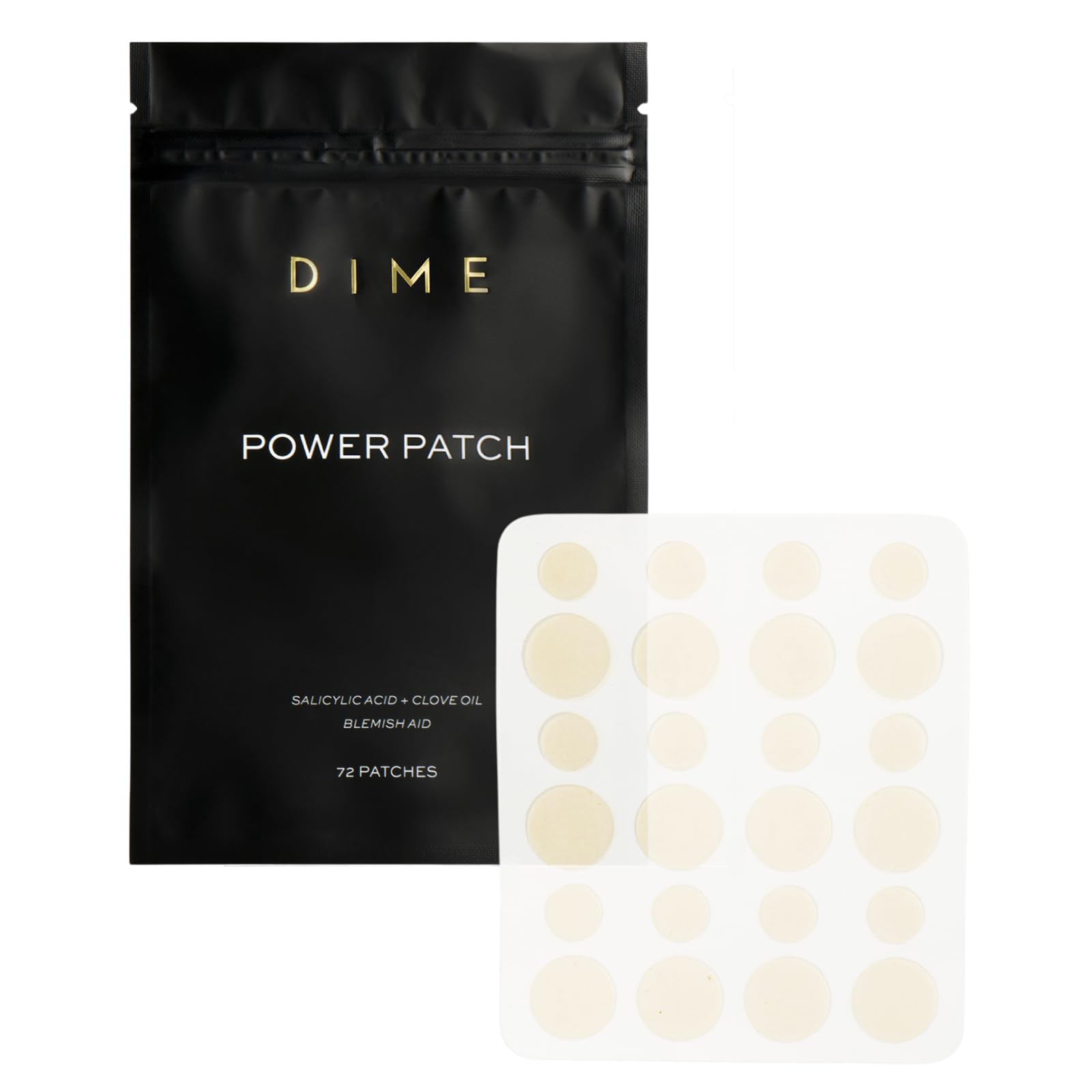 DIME Beauty Power Patch, 72 Count - Hydrocolloid Pimple Patches, Zit Spot and Blemish Aid with Salicylic Acid, Vitamin A, and Cl
