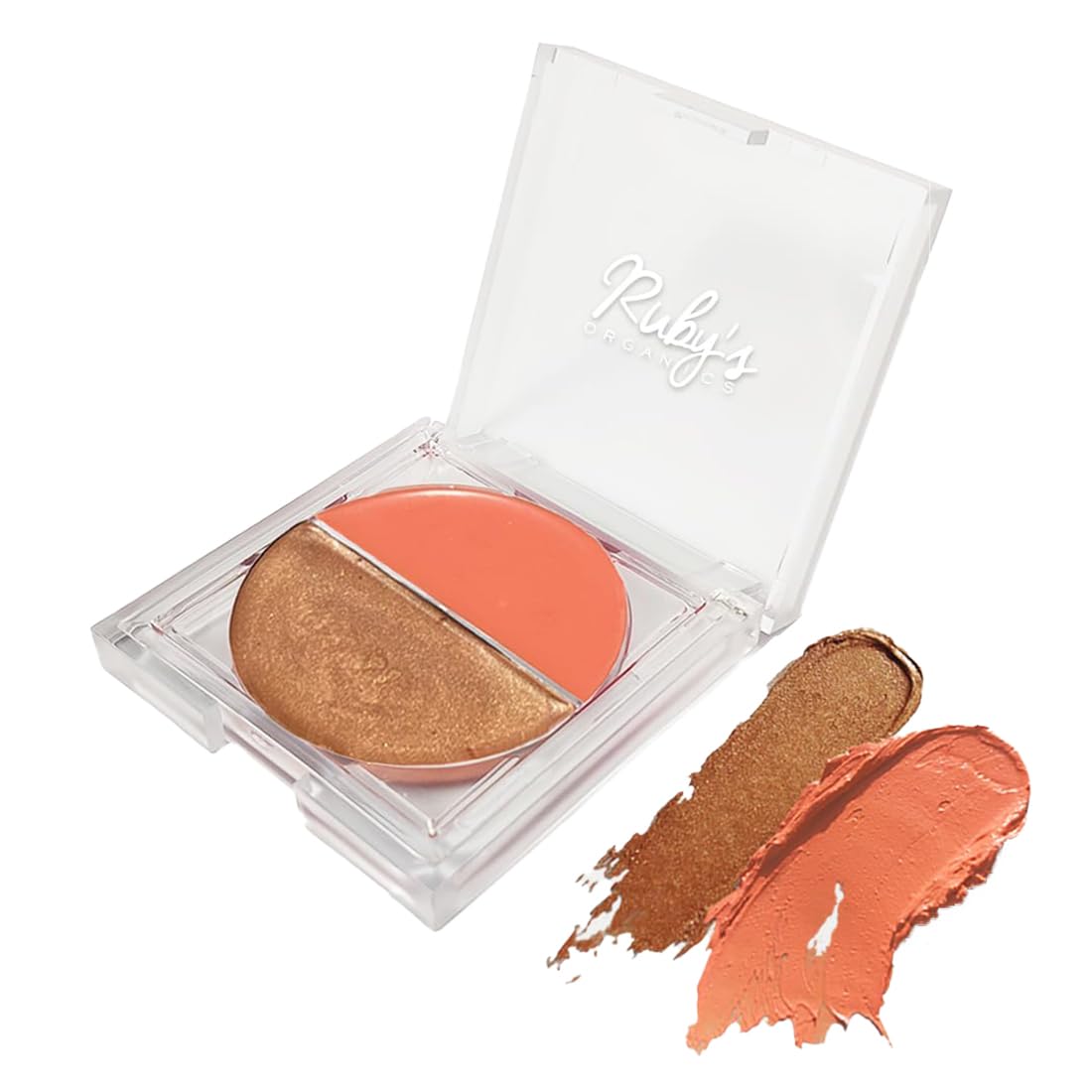 RubyS Organics Cream Blush For Cheeks & Bronzer Duo Palette- Blusher For Face Makeup, Lightweight Flawless All Day Glow, All Sk