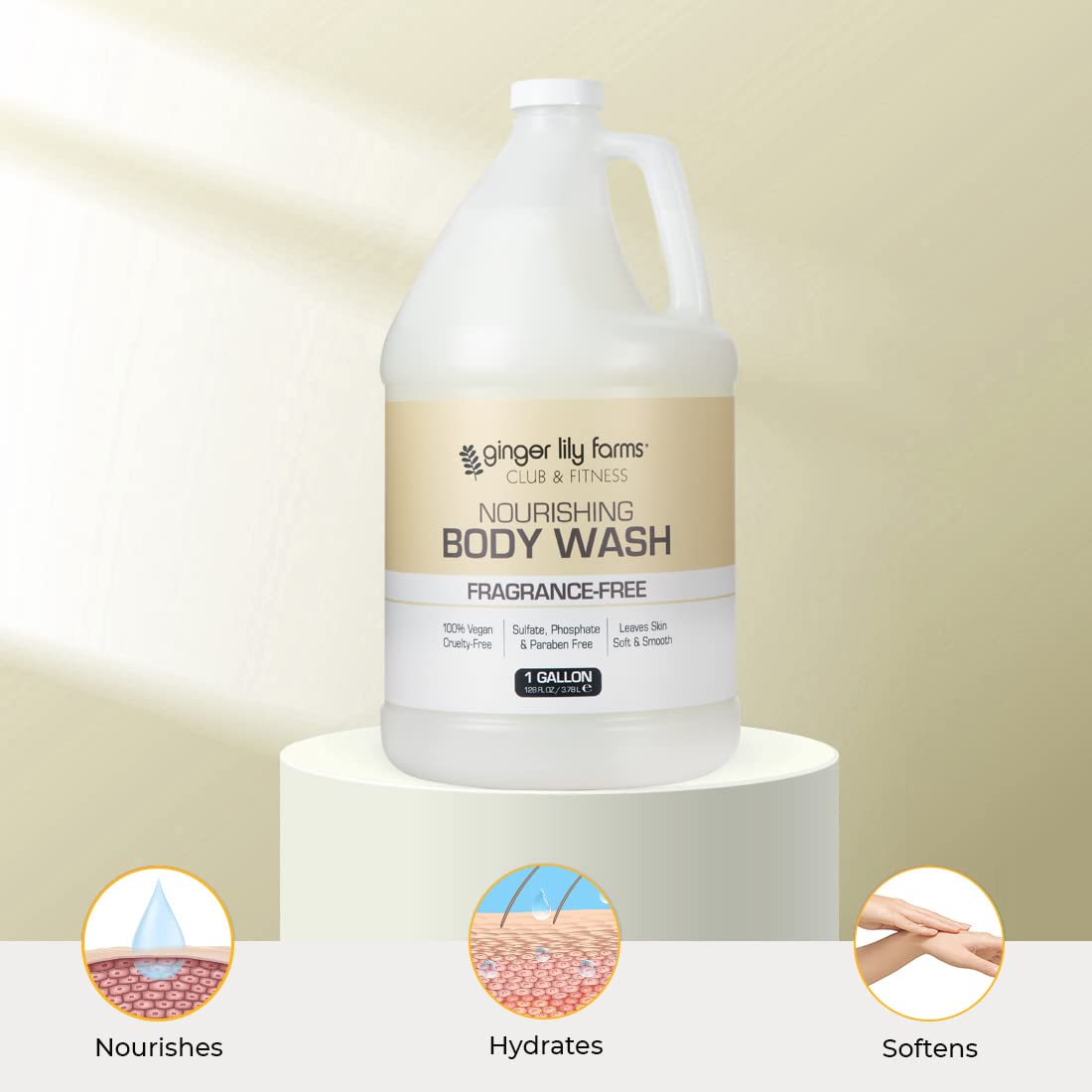 Ginger Lily Farms Club & Fitness Nourishing Body Wash, 100% Vegan & Cruelty-Free, Bath & Shower Gel For Men And Women, Fragrance