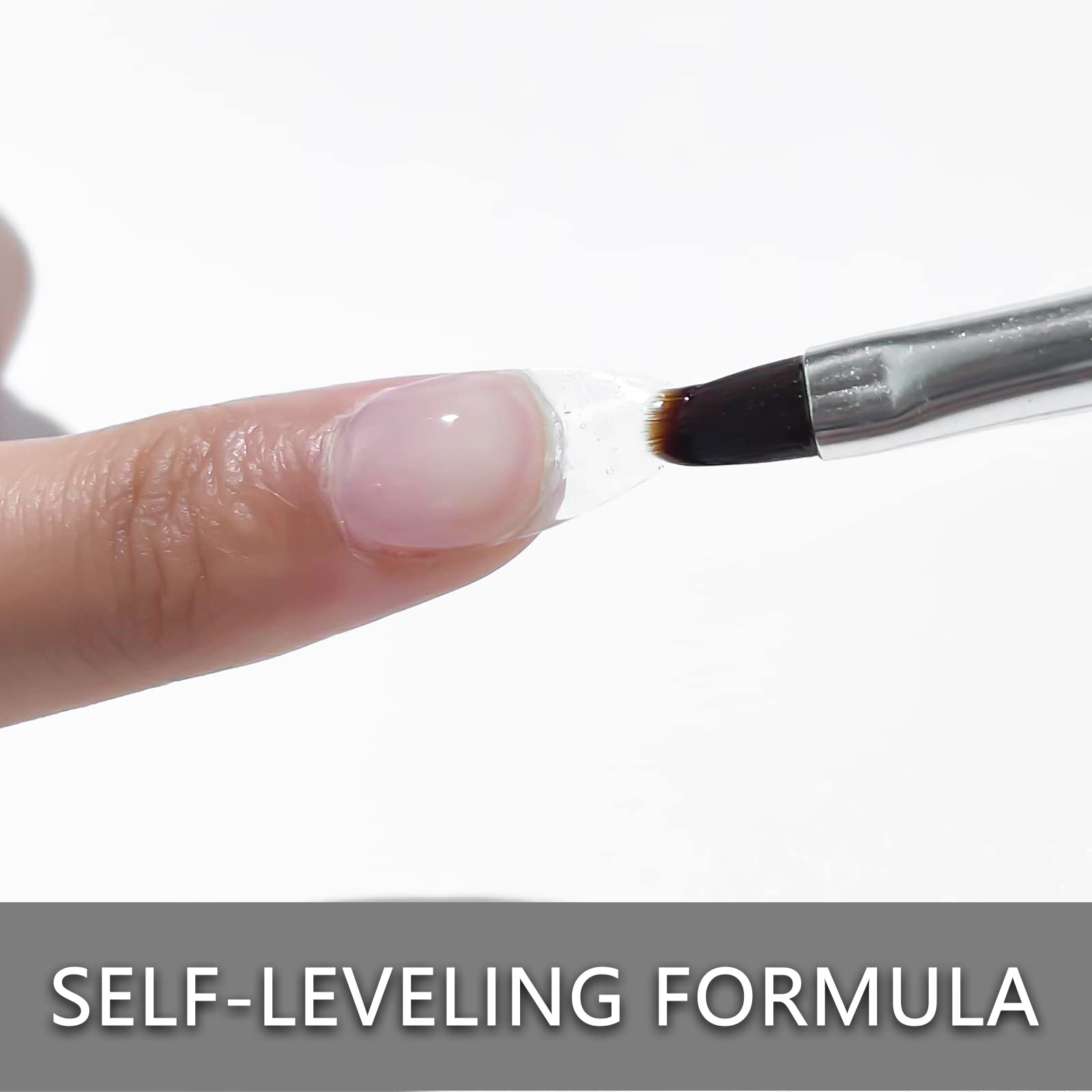 Builder Gel Lofuanna 2PCS LED/UV Clear Gel Builder For Nails Self-Leveling Formula Builder Gel with Nail Art Brush Nail File for