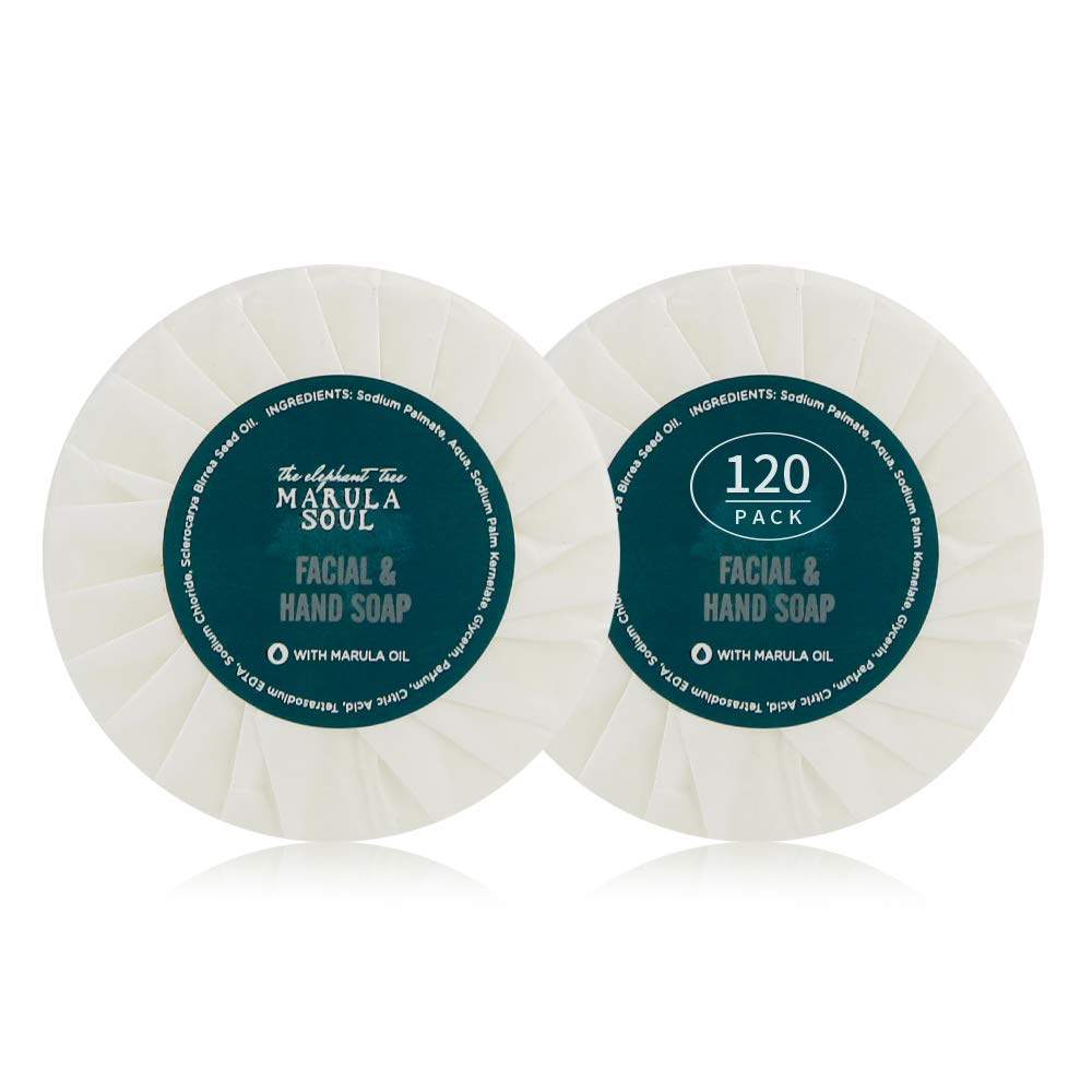Oppeal Marula Oil Hotel Toiletries Round Soap Bar - 0.5 Oz Travel Size In Bulk - Individually Wrapped - Ambergris Scent - 120 Ba
