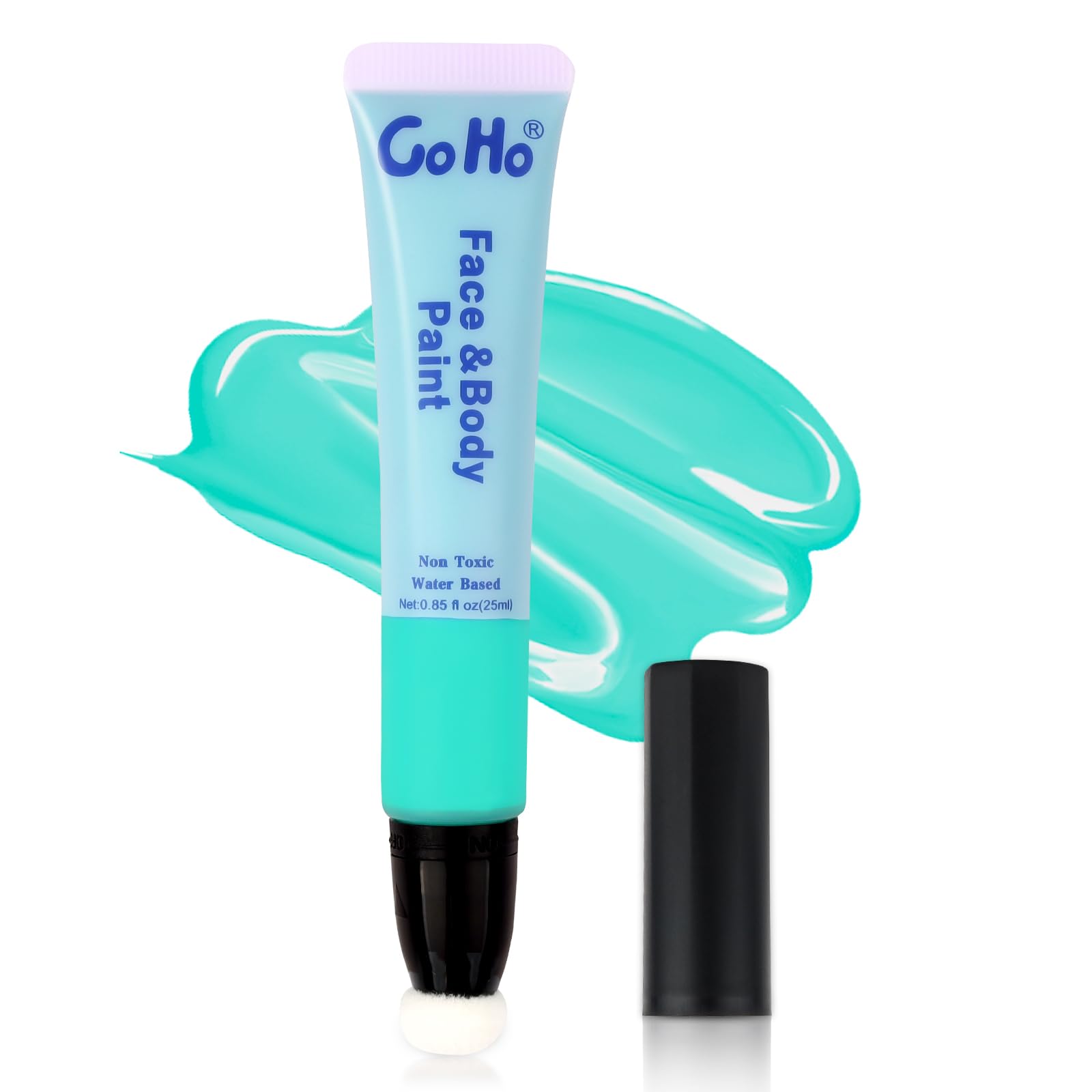 Go Ho Teal Face Paint Stick(0.85Oz),Water Based Cream Teal Body Paint Washable,Face Paint Kit Covers Oil-Free,Halloween Cosplay