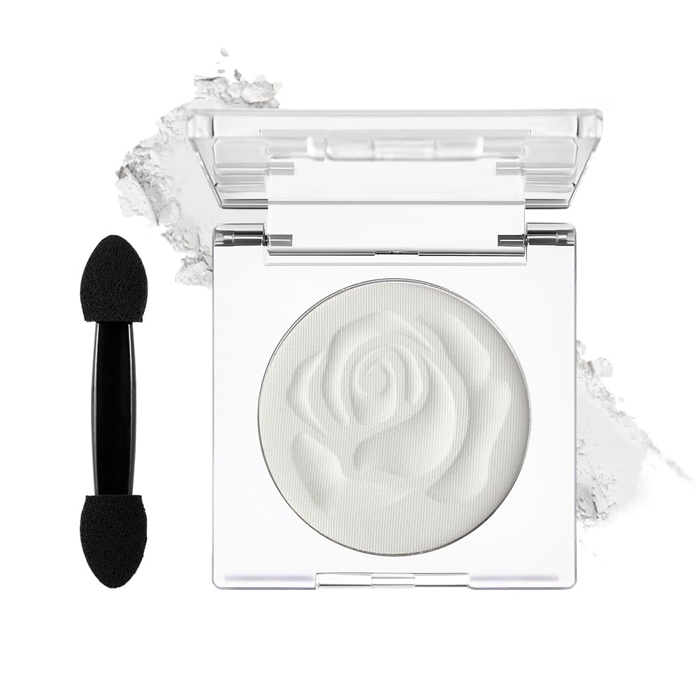 De'Lanci White Eyeshadow Palette Powder, White Highlighter Eyeshadow Base Matte Shade Eyelid, Silky-Smooth Goth White Face Paint