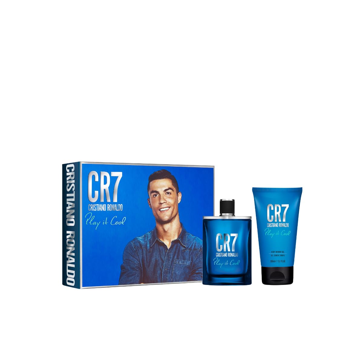 CRISTIANO RONALDO CR7 Play It Cool, 2 pc - Fresh Aromatic Body Wash for Men - Fougere Fragrance - Perfumed Shower Gel and EDT Gi