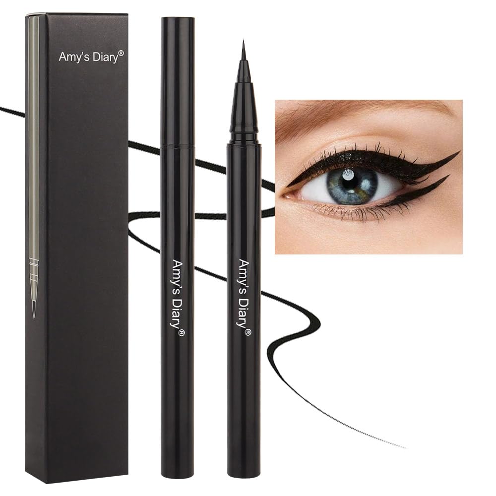 Amy'S Diary Waterproof Black Liquid Eyeliner Pen Professional Makeup Liquid Eye Liner Pencil Long Lasting And Smudge Proof Eye M