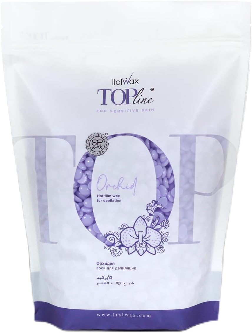 Italwax Top Line Orchid - 750g / 1.65lb - Hard wax beads for hair removal - Orchid fragrance - Synthetic formulation ideal for s