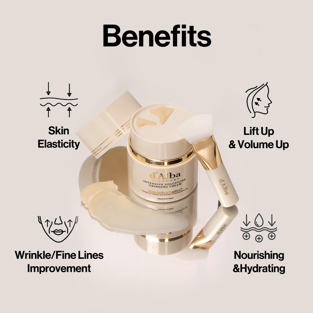 D'Alba Piedmont Italian White Truffle Intensive Grinding Cream, Volufiline 50,000Ppm, Elasticity Care And Nourishment, Korean Sk