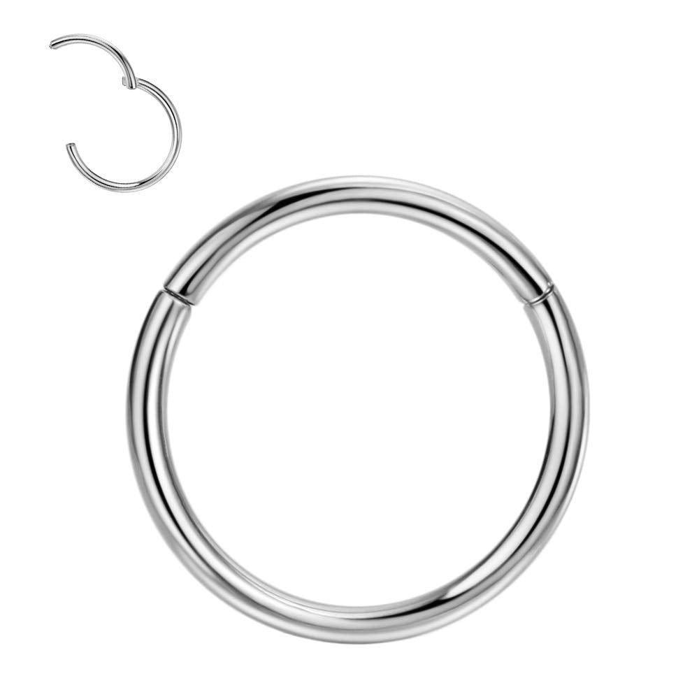 FANSING 10g Ear Gauge for Women & Men - Titanium Septum Rings Hoop - 10 Gauge Earlobe Piercing Hoop - 14mm Inner Diameter Hinged
