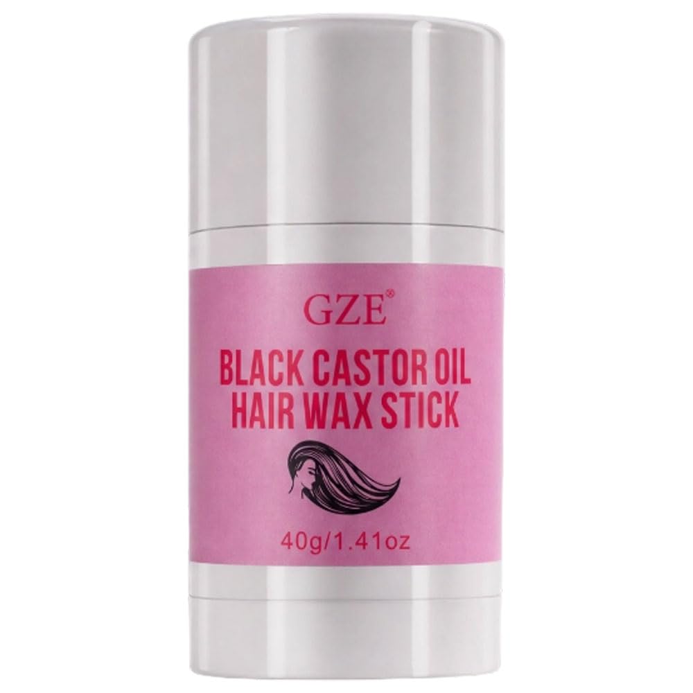 GZE Black Castor Oil Hair Wax Stick  Flyaway Taming, Split End Repair, Edge Control & Edge Smoothing for All Hair Types, 40g/1.