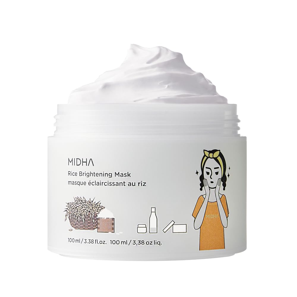 MIDHA RICE MASK, 3.38fl.oz/100ml, Hydrating, Smoothing, for Dull, Rough Skin, Pore Clearing, Wash off Pack Facial Mask, Mud Text