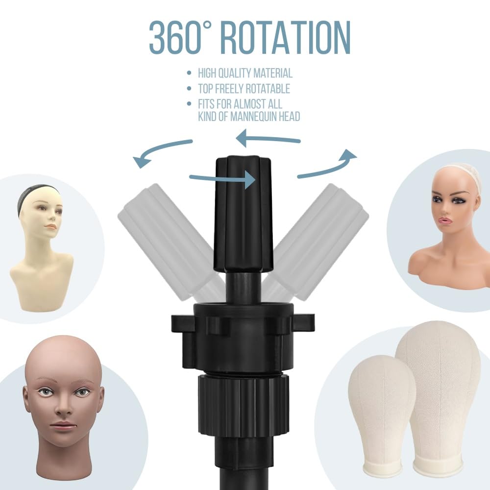 AliLeader 50 Inch Heavy Duty Wig Stand Tripod with Tray Adjustable Mannequin Head Stand Stainless Steel Wig Tripod Stand Wig Hea