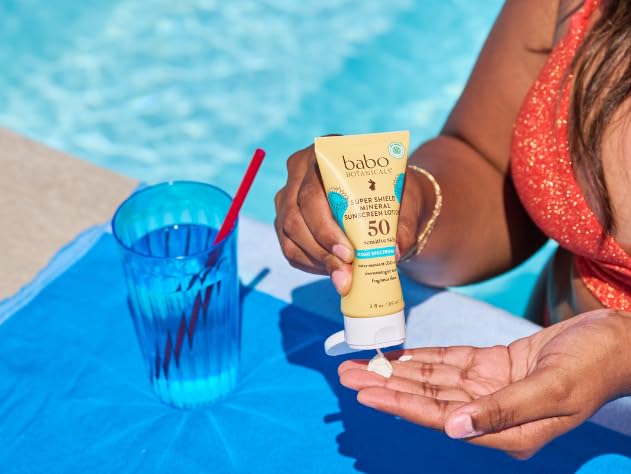 Babo Botanicals Sheer Mineral Sunscreen Lotion SPF 50 - Natural Zinc Oxide - Extra Sensitive Skin - Lightweight - Water Resistan