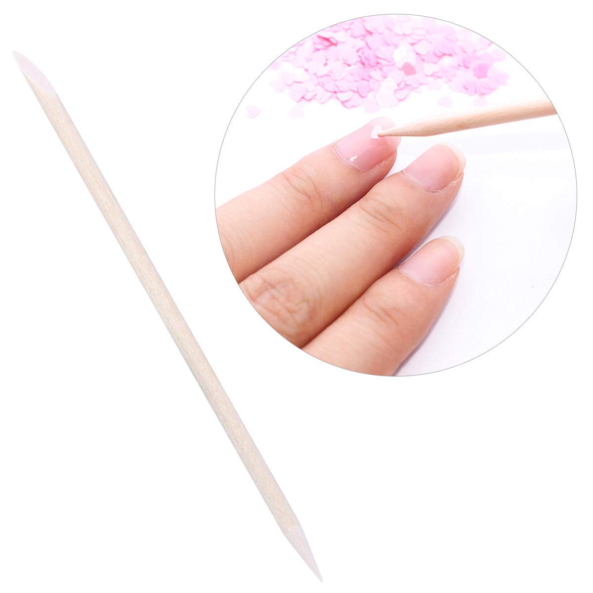 BTYMS 300 Count Orange Wood Cuticle Pushers - 4.5 Inch Nail Art Sticks, Natural Wood for Manicure & Pedicure