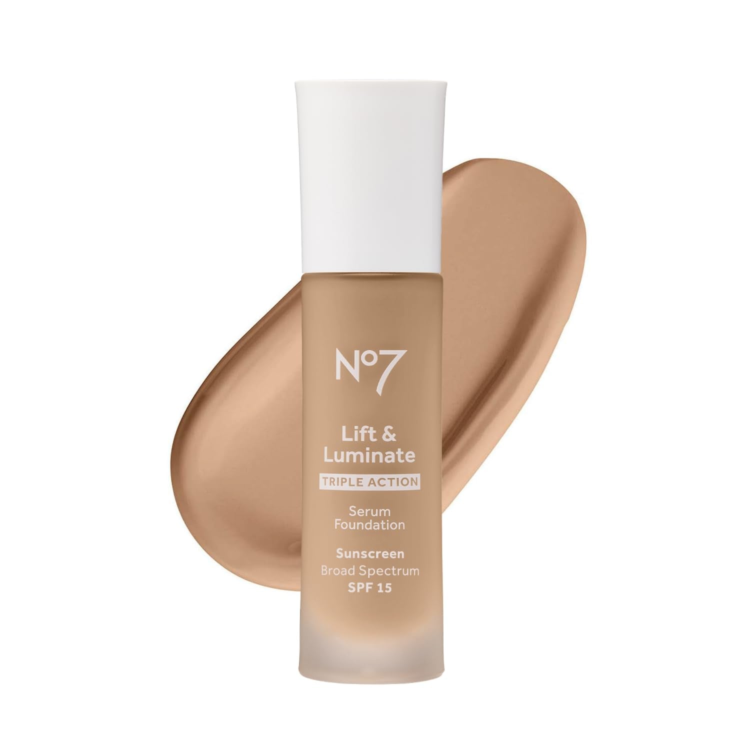No7 Lift & Luminate Triple Action Serum Foundation - Honey - Liquid Foundation Makeup with SPF 15 for Dewy, Glowy Base - Radiant