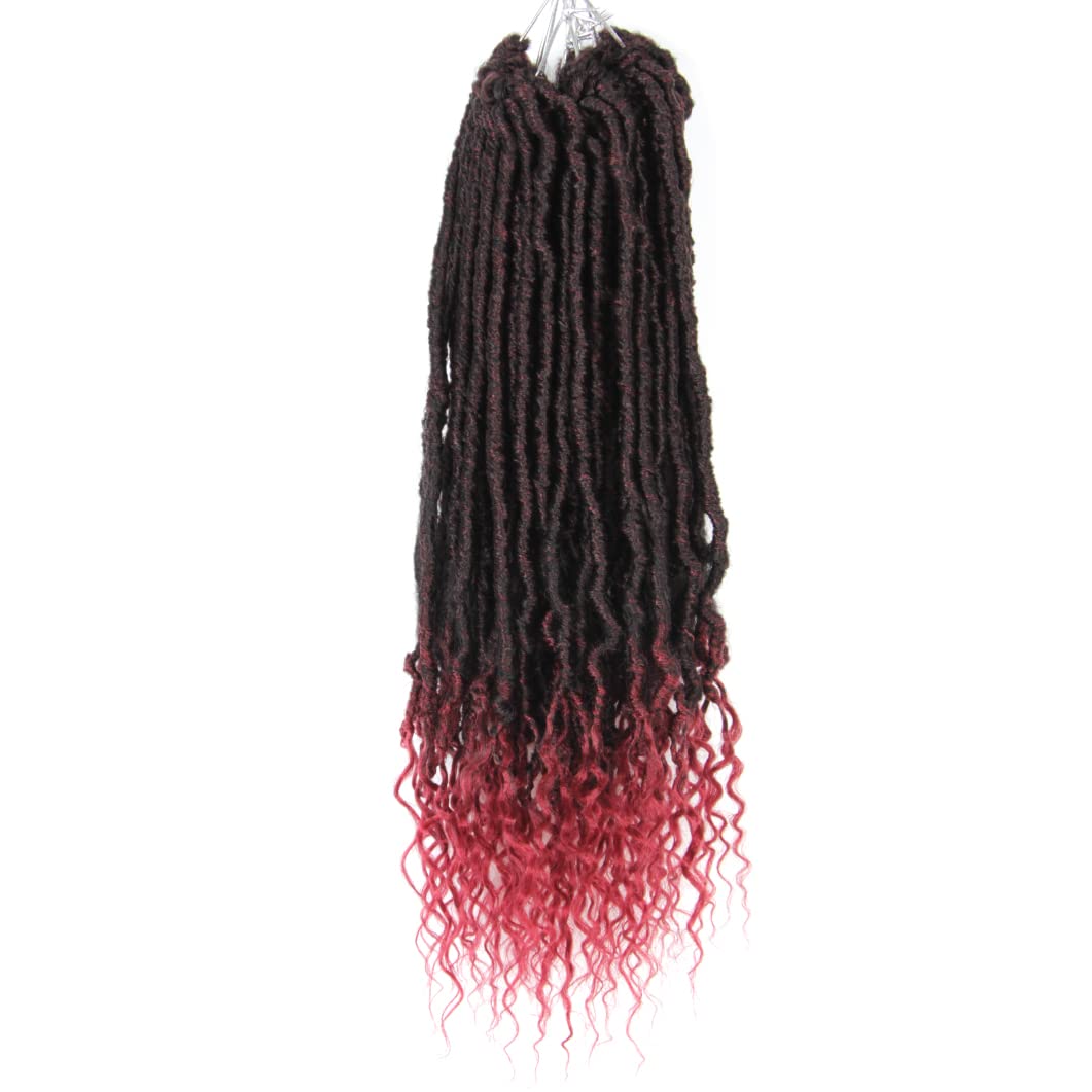 BOHOBABE 14 Inch New Faux Locs With Curly End 6 Packs Soft Locs Crochet Hair Short Natural Crochet Braids (6Packs,T118)