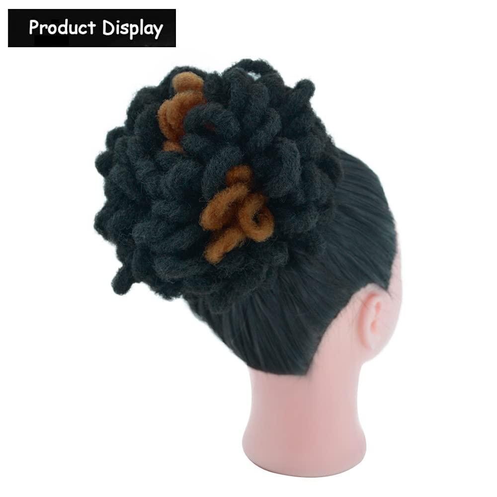 Yinmei Baibian Dreadlock Bun Drawstring Ponytail Faux Locs Petal Braided Afro Puffs Hair Pieces Clip In On Braids Hairpieces Syn