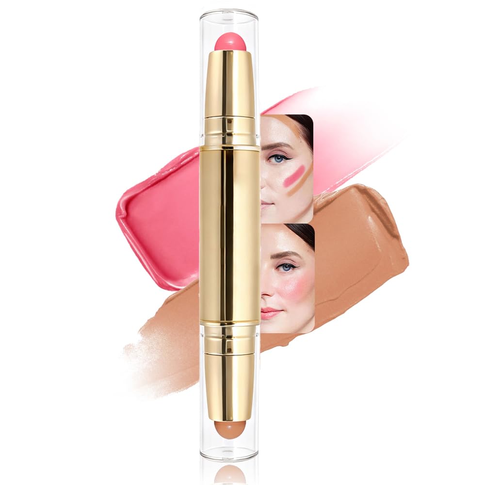 BINGBRUSH 2 in 1 Blush Bronzer Stick, Cream Contour Makeup Stick for Cheeks, Lips & Eyes, Blendable Multiuse Cream Blush Contour