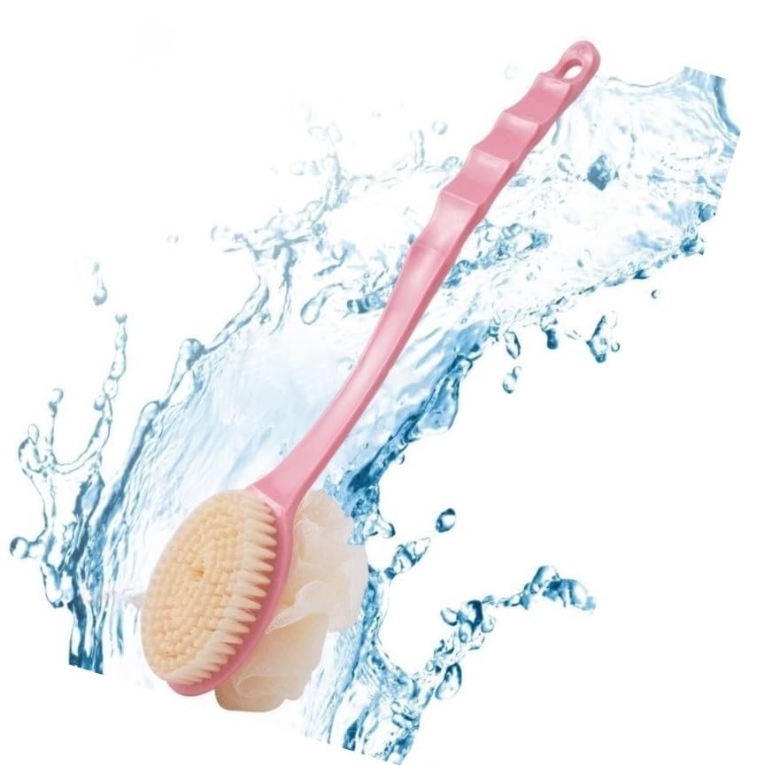 KitchenFest Soft Nylon Bristles Loofah Bath Brush NonSlip Handle Shower Spa Scrubbing Hygiene Brush, Multicolor | 1 Pcs
