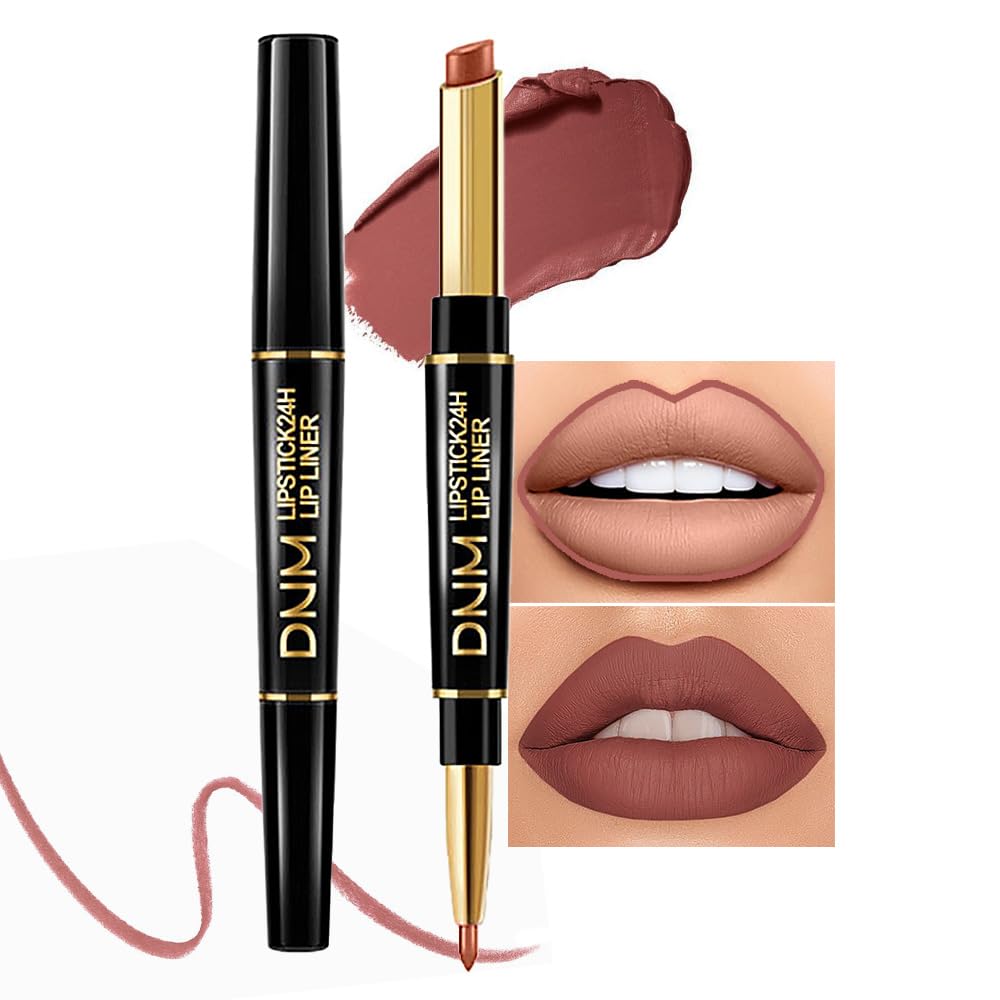 Kaely 2in1 Dark Brown Lip Liner & Lipstick Set Kit for Women, DNM Matte Lips Kit with Lip Liner Lip Stains Long Lasting Waterpro
