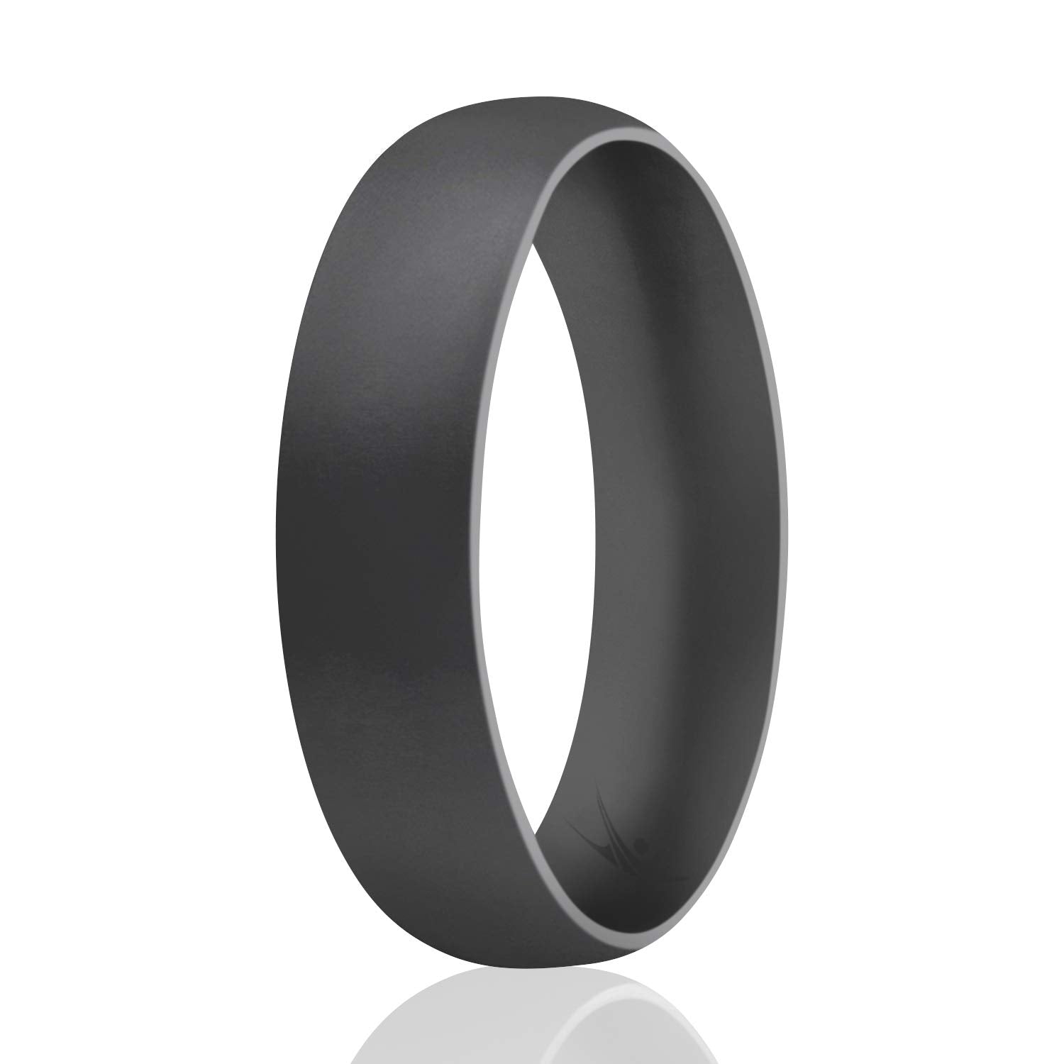 Silicone Wedding Ring - Dome Style Thin Comfort Fit - Metallic Black By Roq For Women - 8 Mm Ring