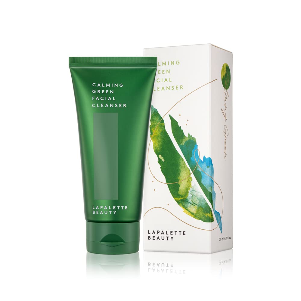 lapalette beauty Calming Green Facial Cleanser. BHA, Mild Cleansing Foam, 120ml / 4.05 fl. oz. / Hydration, Soothing, Cruelty-Fr
