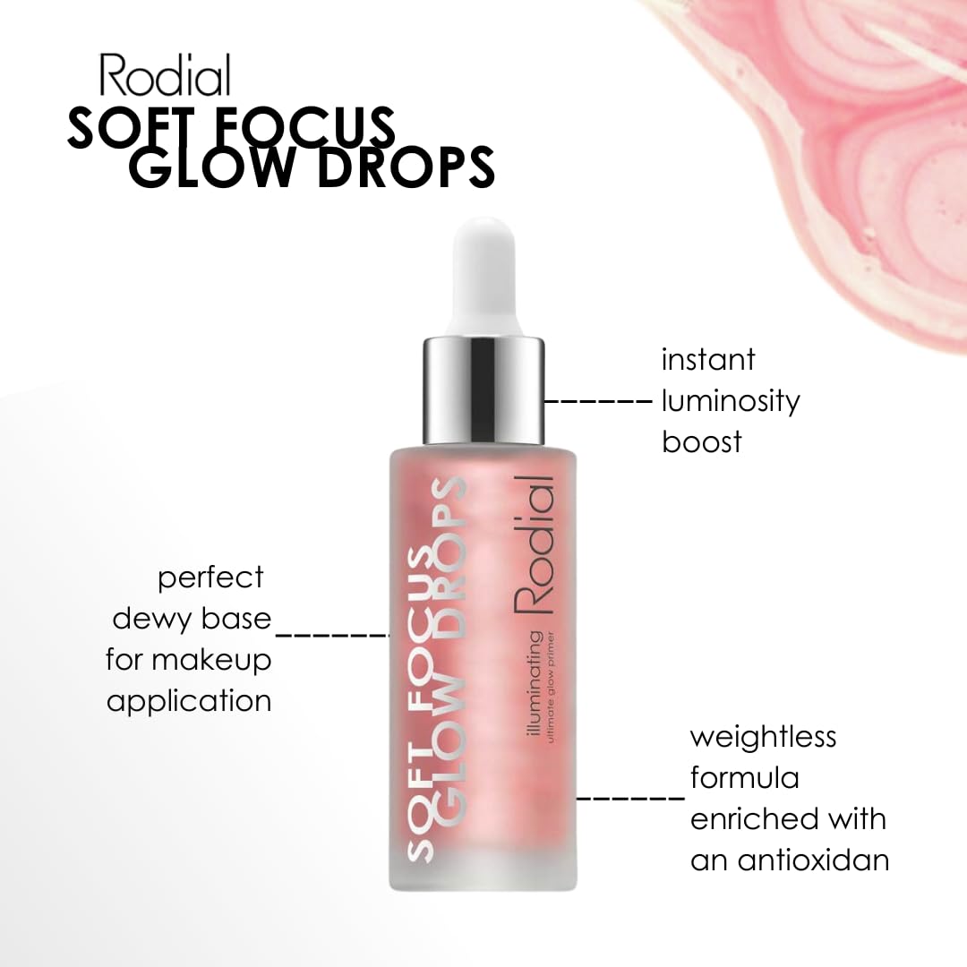Rodial Soft Focus Glow Booster Drops 1.05 Fl Oz, Illuminating Skin Serum With Glycerin And Antioxidants, Perfectioning And Smoot