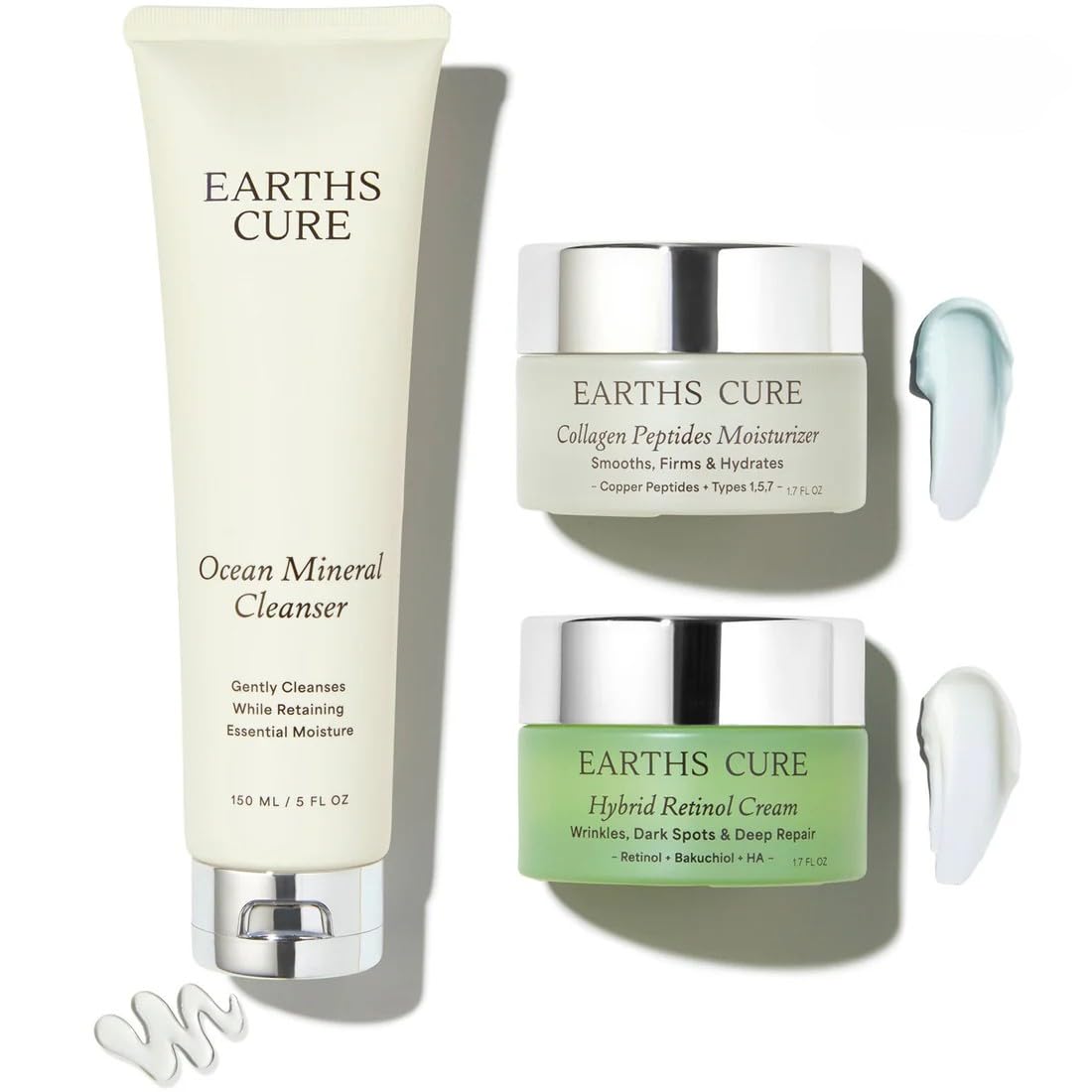 EarthsCure 3 Step Anti-Aging Routine - Simple Routine for Wrinkles, Dark Spots, and Smoother Skin. Contains Ocean Minerals, Nano