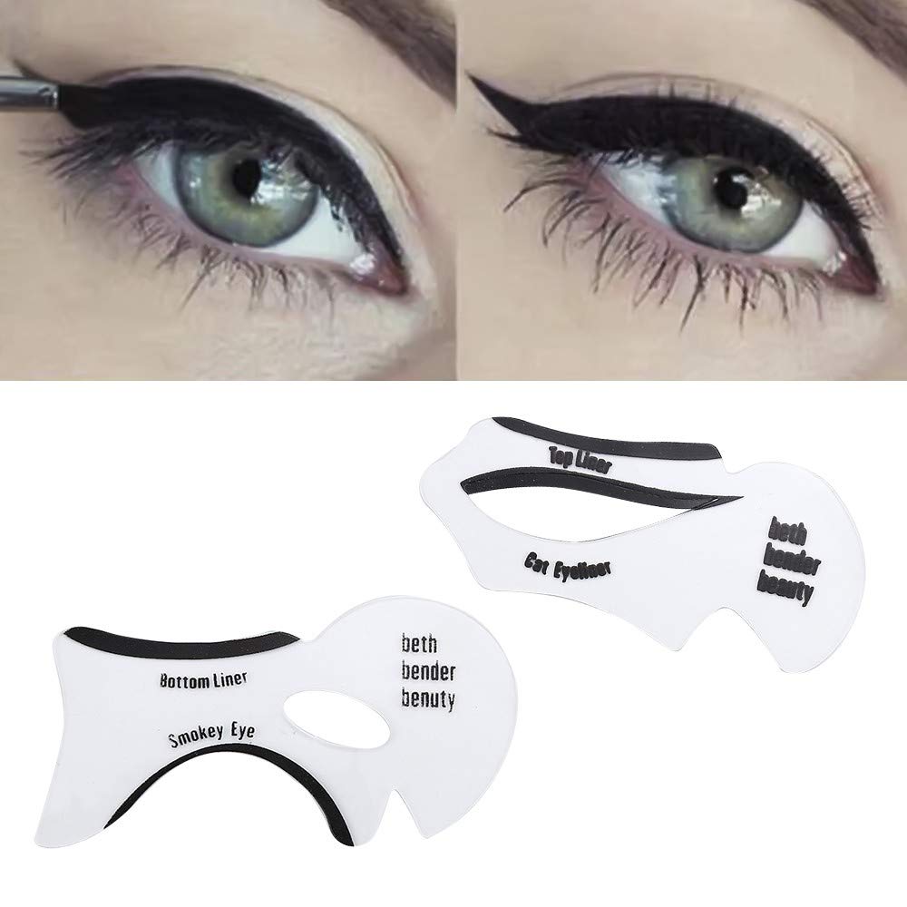 Frackson 2 Pcs/Set Cat Line Eyeliner Stencil, Smoky Eyeshadow Applicators Template Plate, Professional Multifunction Black Cat S