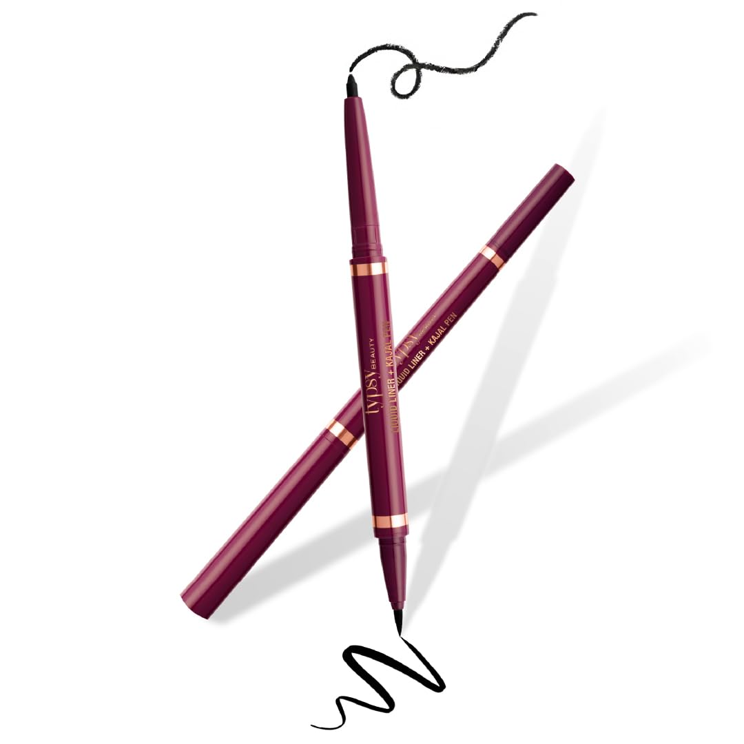 Typsy Beauty Double Shot 2 In 1 Liquid Eyeliner + Kajal, Pen 24Hr Long Lasting Wear, Intense Black I Fine Precision Tip Waterpro