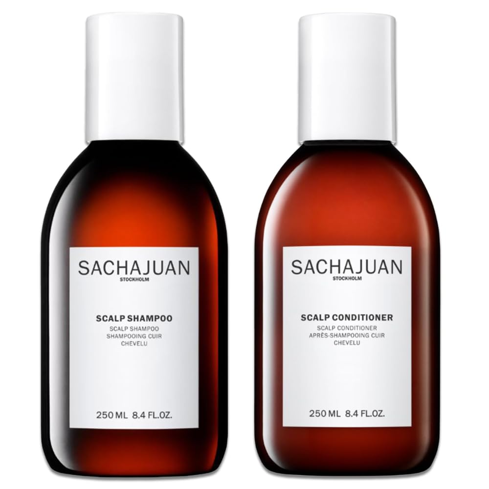 Sachajuan Scalp Shampoo and Conditioner Set with Heat Protection for Hair - Removes Dandruff and Soothes Irritated Scalp - With 
