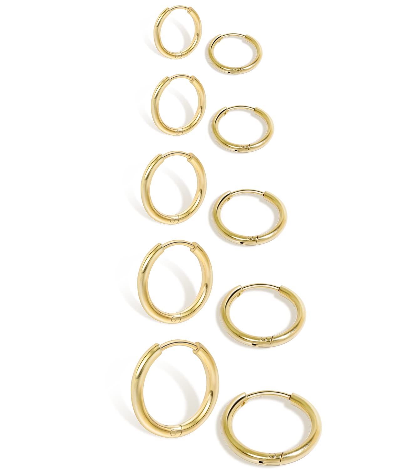 Small Gold Hoop Earrings Lightweight: Hinged Huggie Hoop Earrings for Lobe Cartilage Helix Tiny Hoops Earrings in Gold Plated Si