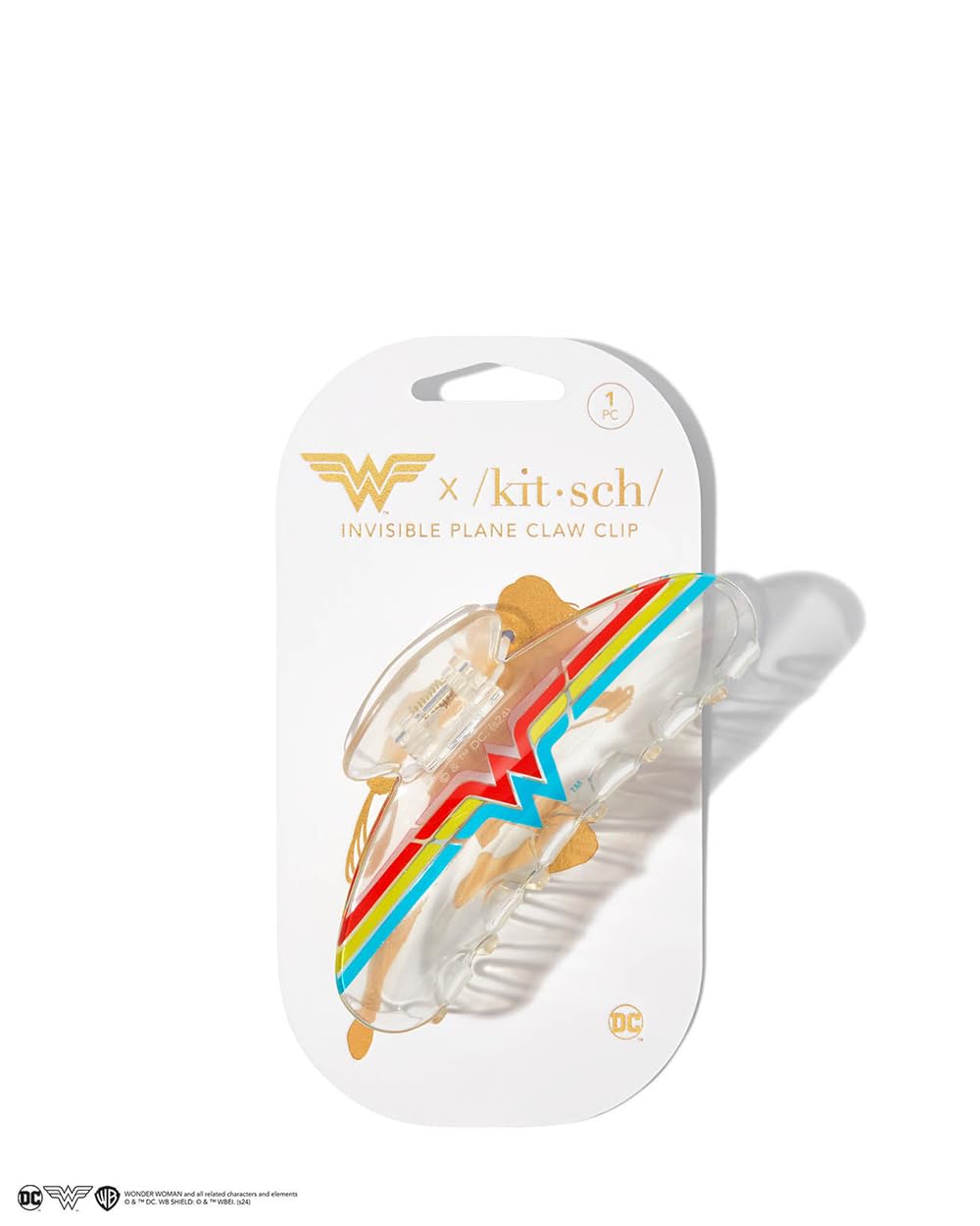 Wonder Woman x Kitsch Clear Acrylic Large Claw Clip - Cute Hair Clips for Women, Hair Claw Clips for Thick Hair, Large Hair Clip
