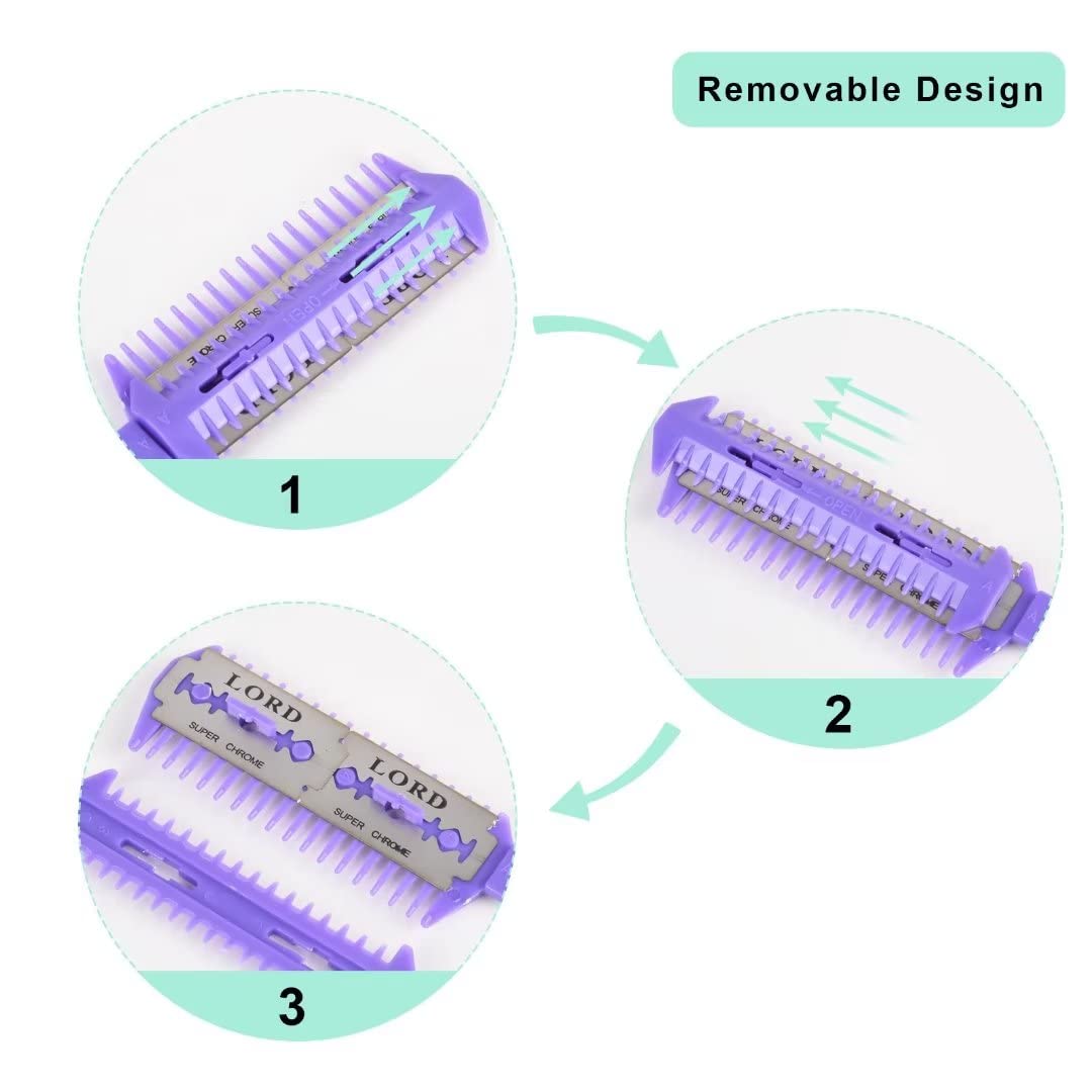 6 Pieces Razor Comb Split Ends Hair Trimmer Home Hair Cut Scissor,Double Edge Razor Combs for Hair Cutting Women and Men Hair Th
