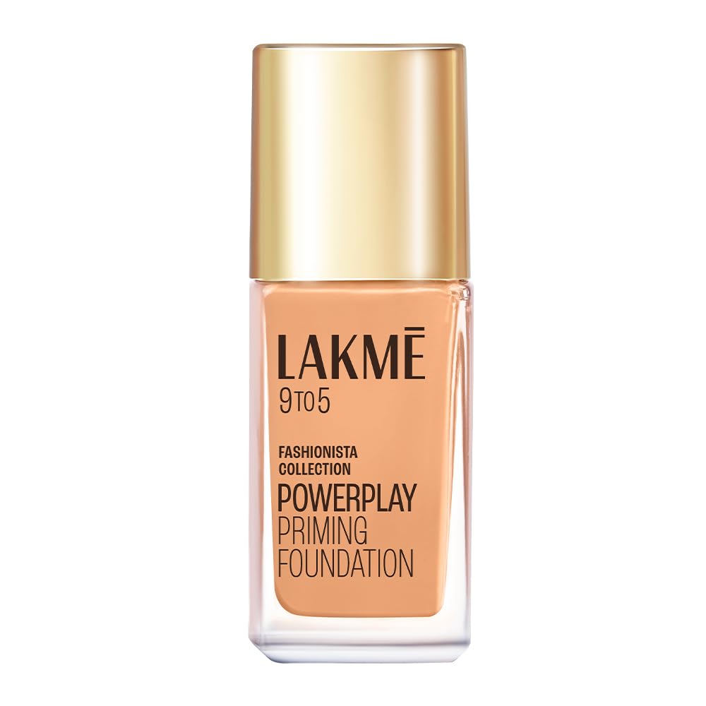 Lakm Powerplay Priming Foundation Liquid, Natural, Flawless Finish, Medium To Full Coverage, Built In Primer, Long Lasting, Spf 
