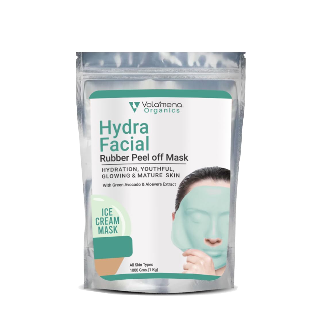 Volamena Organics Hydra Boost Rubber Peel Off Mask With Green Avocado, Aloevera Extract For Deep Hydration, 1000 Gm