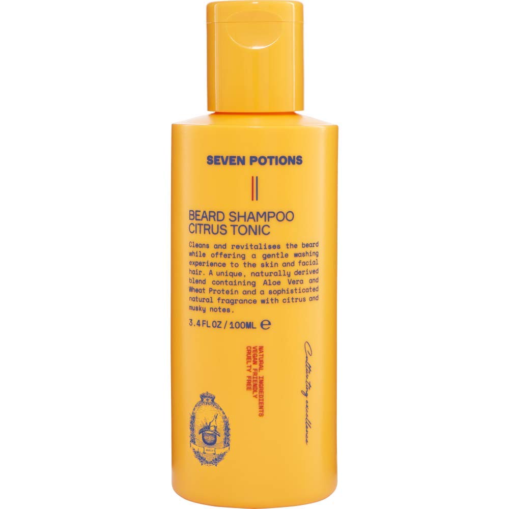 Seven Potions Beard Shampoo For Men - Gentle Cleansing Wash For A Fresh, Itch-Free Beard - Natural, Vegan Formula (Citrus Tonic,