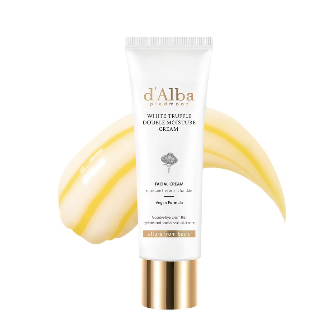 D'Alba White Truffle Double Moisture Cream, 2-In-1 Face Moisturizer, Vegan Skincare, Vegan Collegen, Skin Firming And Tightening