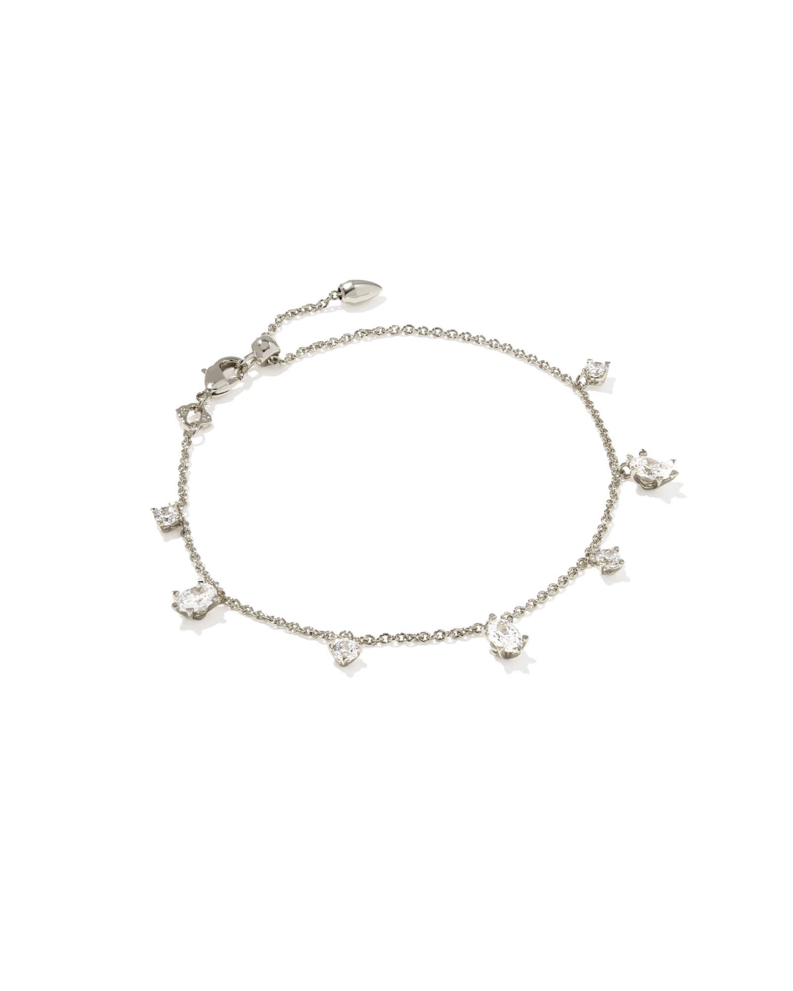 Kendra Scott Cailin Delicate Chain Bracelet, White Cubic Zirconia, Rhodium-Plated Brass, Fashion Jewelry for Women