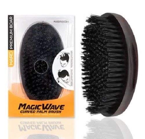 Leebeauty Premium Boar Magic Wave Curved Palm Brush - Hard, Black, 1 Count